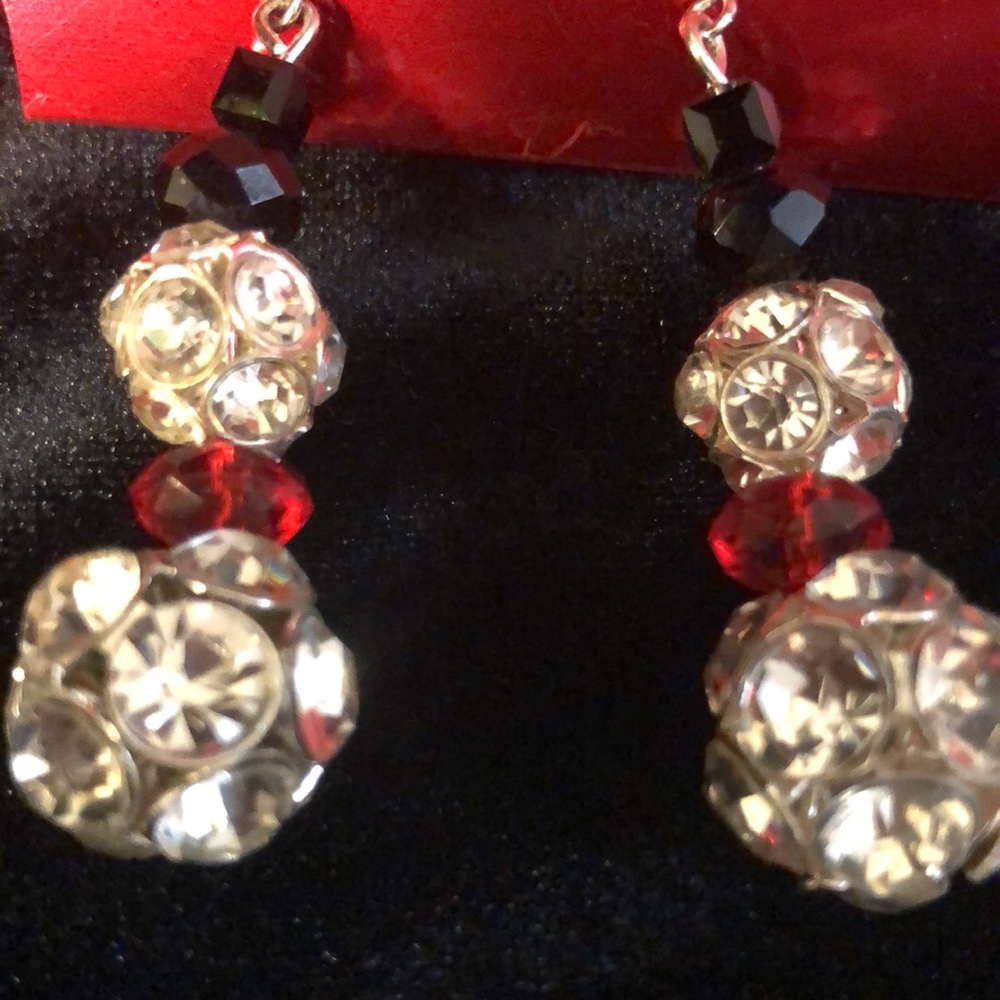 Crystal Bracelet & Snowmen Earrings. Faceted glass beads. Holiday Christmas - Picture 4 of 5